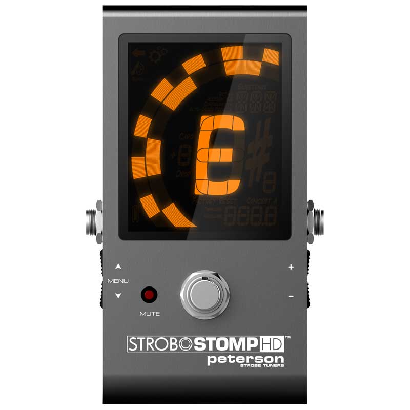  Featuring the largest tuning display Peterson Tuners has ever incorporated into one of their pedal tuners, the StroboStomp HD boasts a high-definition, LCD screen that incorporates a variable color LED backlight. | Peterson Strobe Tuners