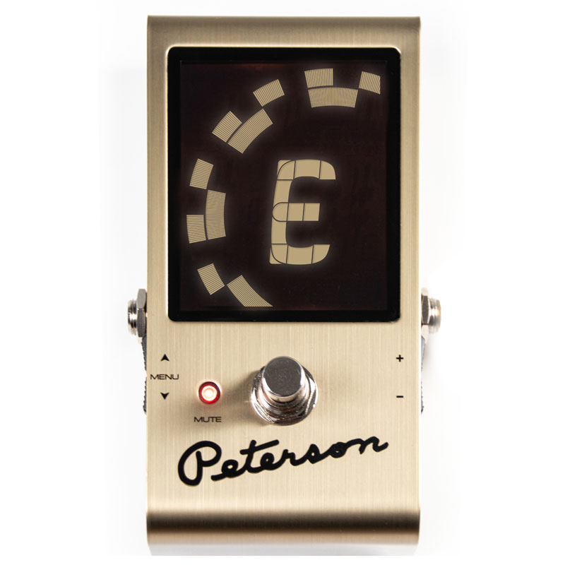 Featuring the largest tuning display Peterson Tuners has ever incorporated into one of their pedal tuners, the StroboStomp HD boasts a high-definition, LCD screen that incorporates a variable color LED backlight. | Peterson Strobe Tuners