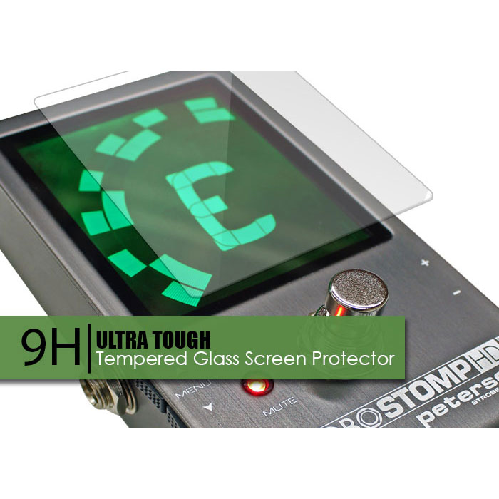 Just like a cell phone screen protector, this tempered glass screen protector will help protect your StroboStomp HD screen from most damage from scratches and scuffs to keep it looking its best from gig to gig! Easy, bubble-free installation makes it simple to add quality screen protection to your favorite tuning pedal. | Peterson Strobe Tuners